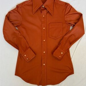 Men's Vintage 70s Rust Orange Tailored Shirt With Dart Collar